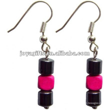 Magnetic Hematite Wood Beads Earrings